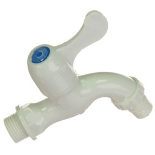 Кран 1/2 для водонагревателя пластик белый/штуцер 20615